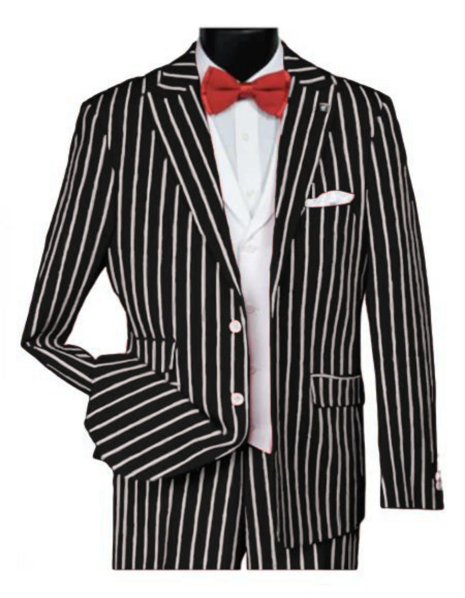 Abito gessato nero gangster anni '20 Uomo: stile audace, fascino senza tempo, eleganza italiana.