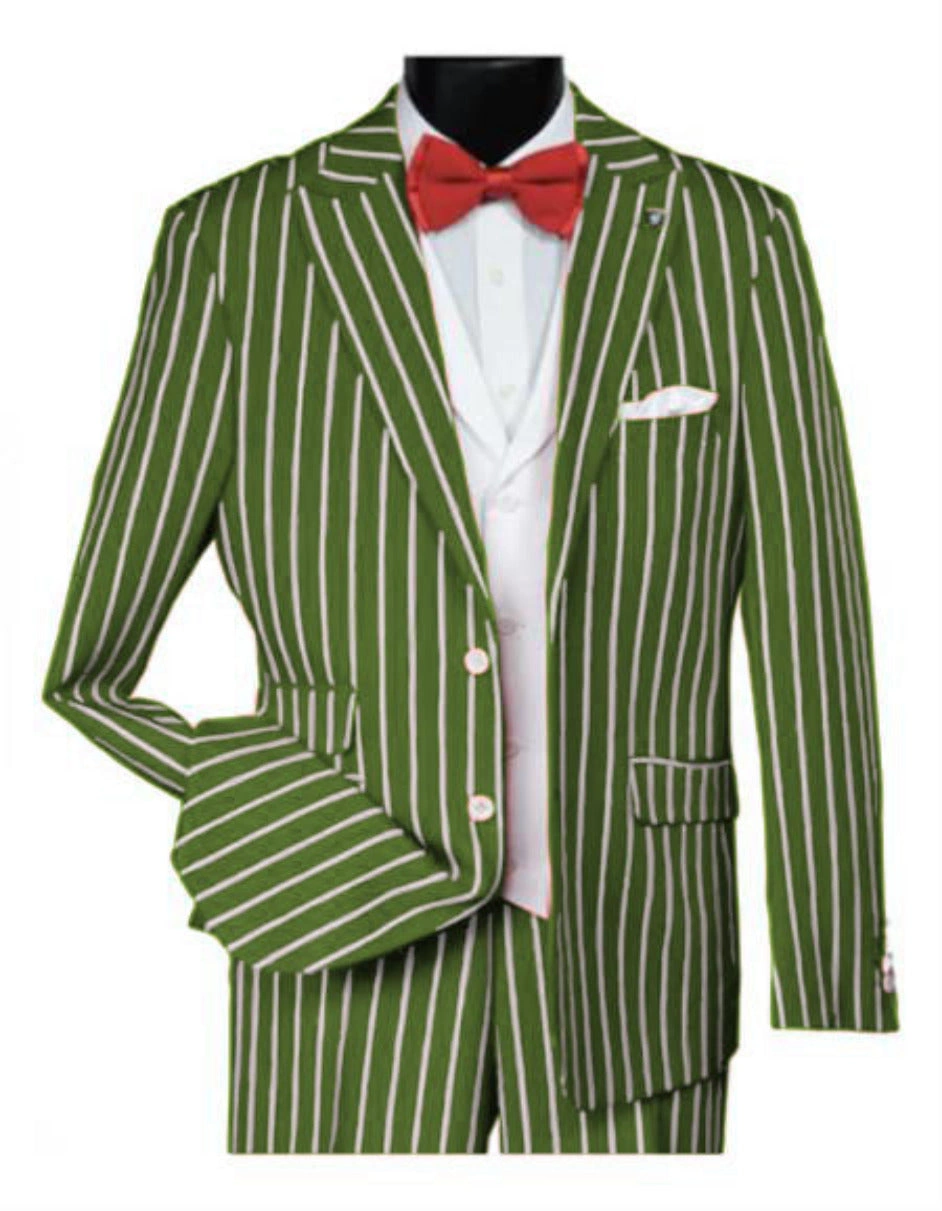 Completo gessato anni '20: Lime vibrante, stile gangster audace. Eleganza senza tempo, conquista lo sguardo!